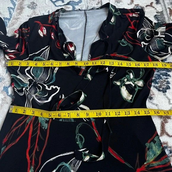 Zara Keyhole Midi Floral Dress size L - Picture 11 of 16